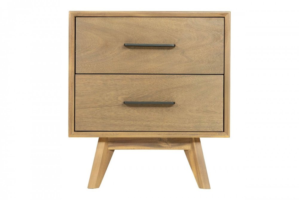 24" Solid Wood and Wood Two Drawer Nightstand