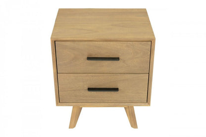 24" Solid Wood and Wood Two Drawer Nightstand