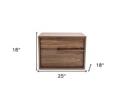 18" Wood Two Drawer Nightstand
