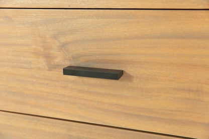 28" Brown Wood Six Drawer Combo Dresser