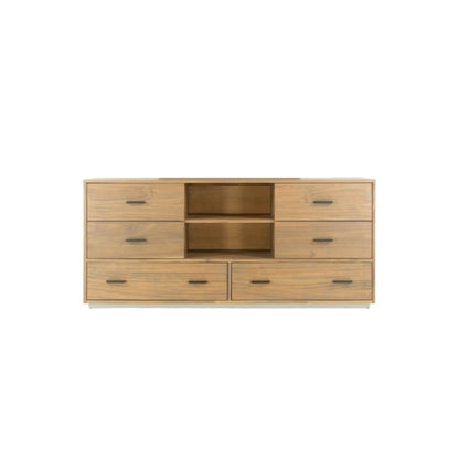 63" Walnut Six Drawer Combo Dresser