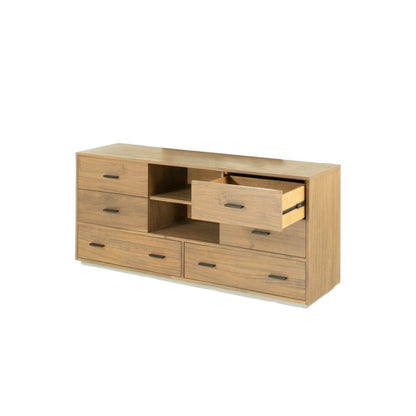 63" Walnut Six Drawer Combo Dresser