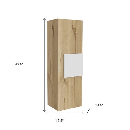 Light Oak and White Multi Purpose Vertical Hanging Cabinet