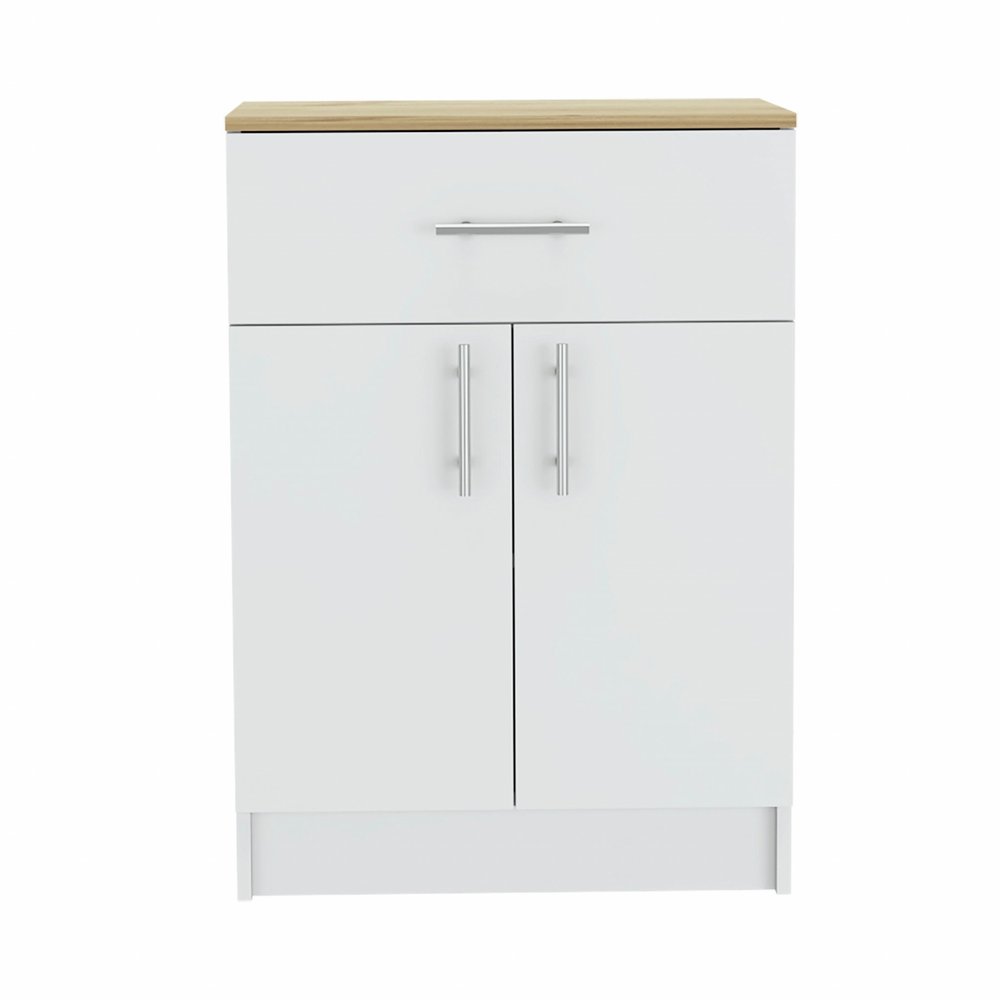 34" Light Oak and White Pantry Cabinet