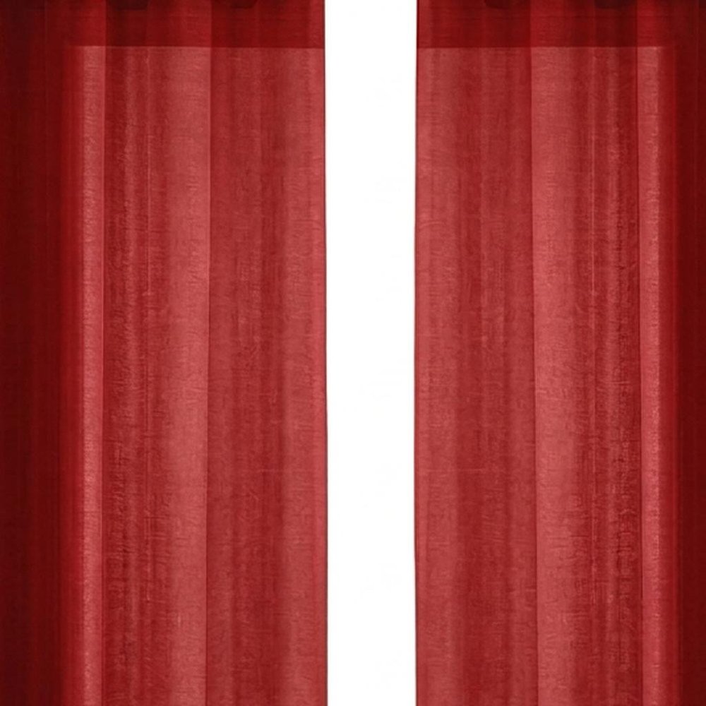 Set of Two 84"  Red Solid Modern Window Panels