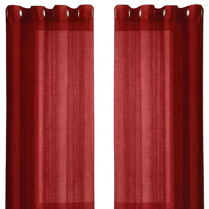 Set of Two 84"  Red Solid Modern Window Panels