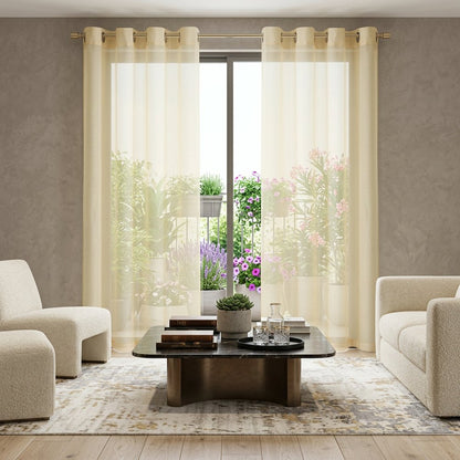 Set of Two 84"  Beige Solid Modern Window Panels