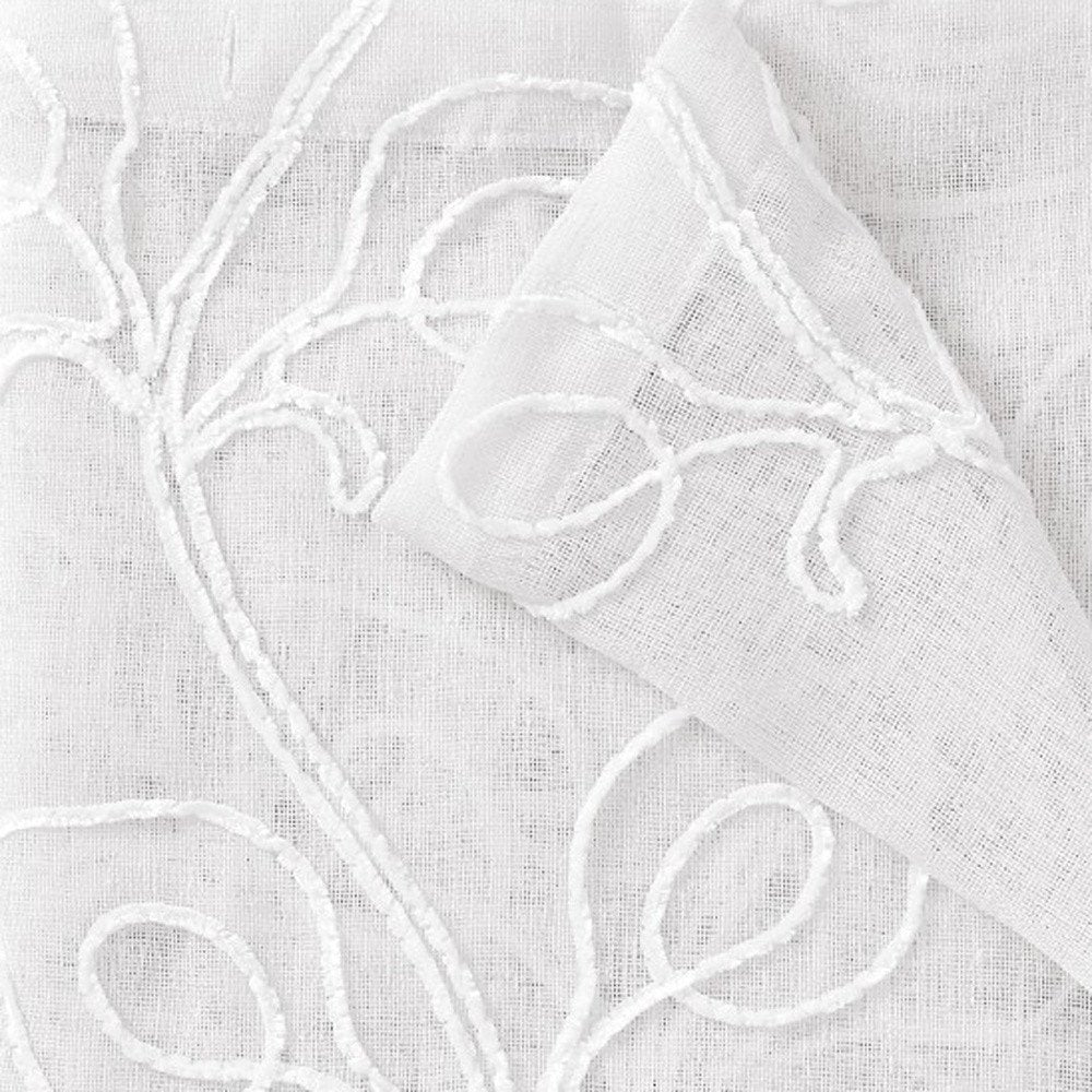 Set of Two 96.00" White Semi-Sheer Curtains