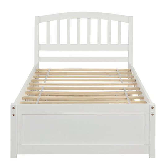 White Wood Twin Bed Frame with Trundle