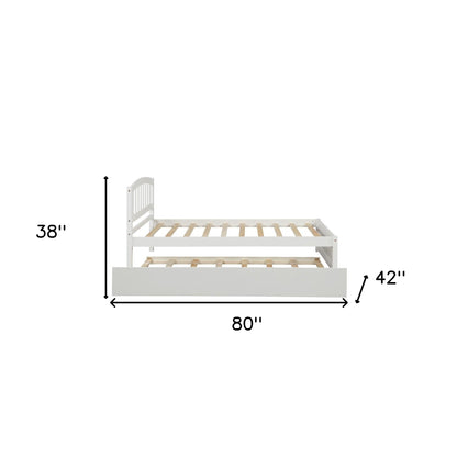 White Wood Twin Bed Frame with Trundle