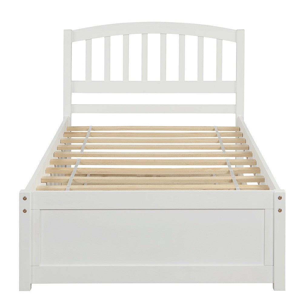White Wood Twin Bed Frame with Trundle