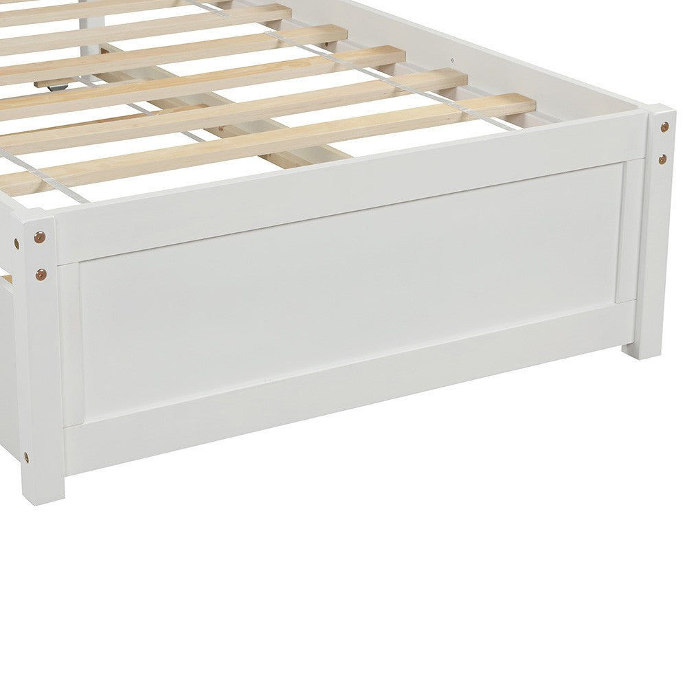 White Wood Twin Bed Frame with Trundle