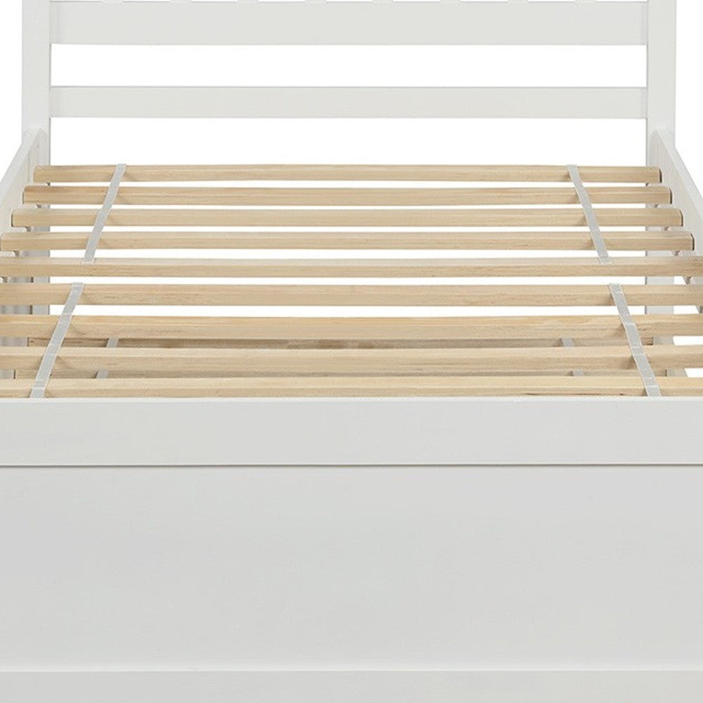 White Wood Twin Bed Frame with Trundle