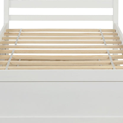 White Wood Twin Bed Frame with Trundle