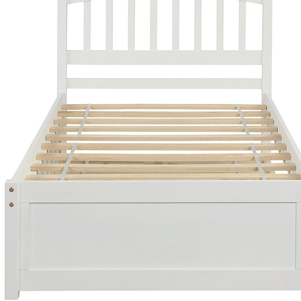 White Wood Twin Bed Frame with Trundle
