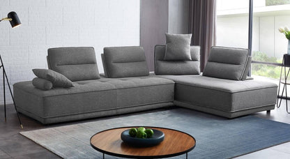 Gray Fabric L Shaped Two Piece Sofa and Chaise Sectional