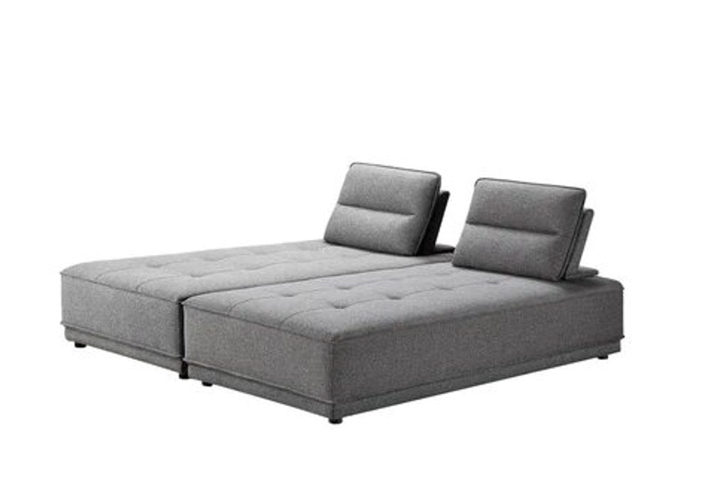 Gray 100% Polyester Stationary L Shaped Two Piece Sofa And Chaise