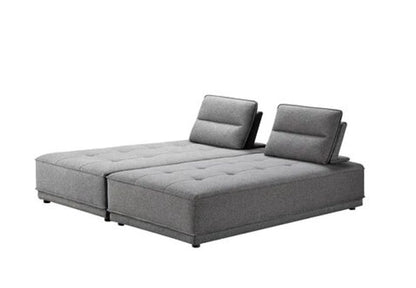 Gray 100% Polyester Stationary L Shaped Two Piece Sofa And Chaise