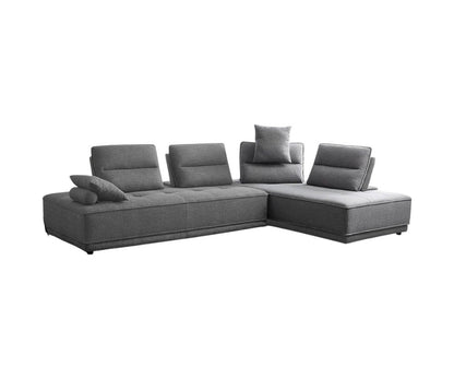 Gray Fabric L Shaped Two Piece Sofa and Chaise Sectional