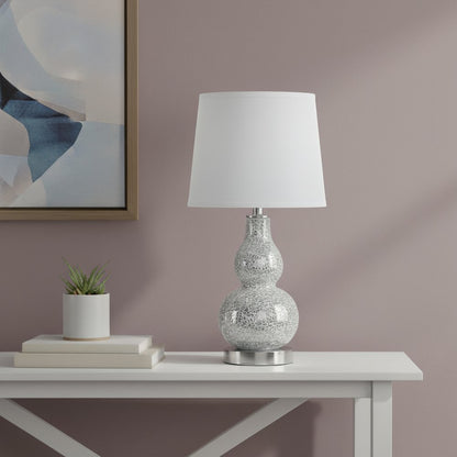 20" White Table Lamp With White Globe Shade