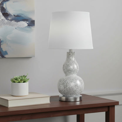 20" White Table Lamp With White Globe Shade