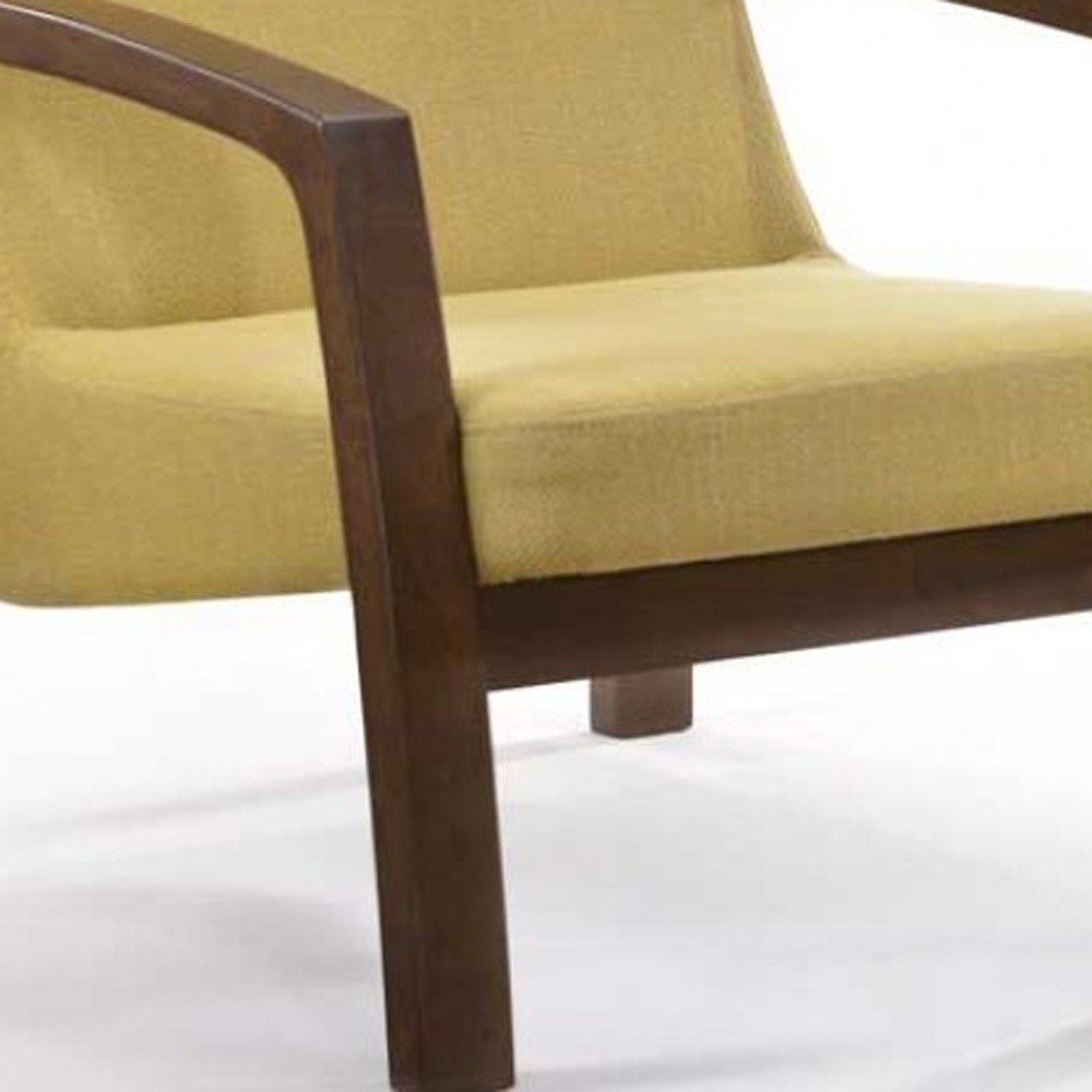26" Yellow And Brown Linen Arm Chair