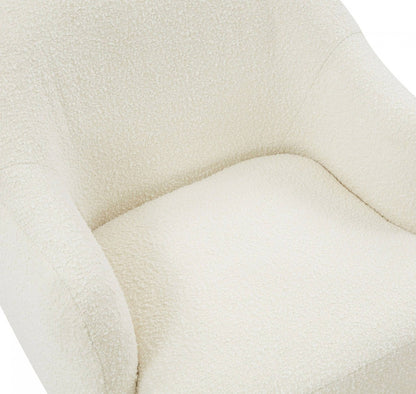 30" Off White And Gold Upholstered Swivel Arm Chair