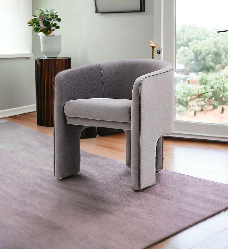24" Dark Slate Gray Velvet Barrel Chair