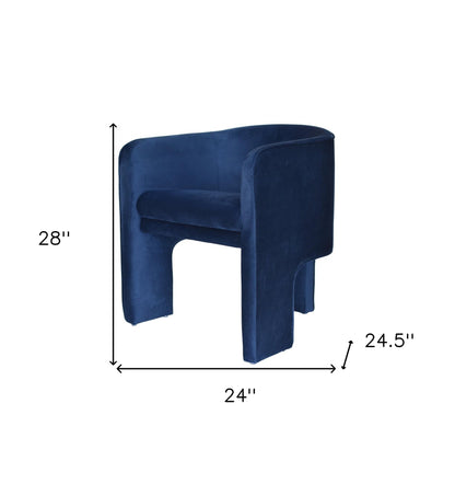24" Blue Velvet Barrel Chair