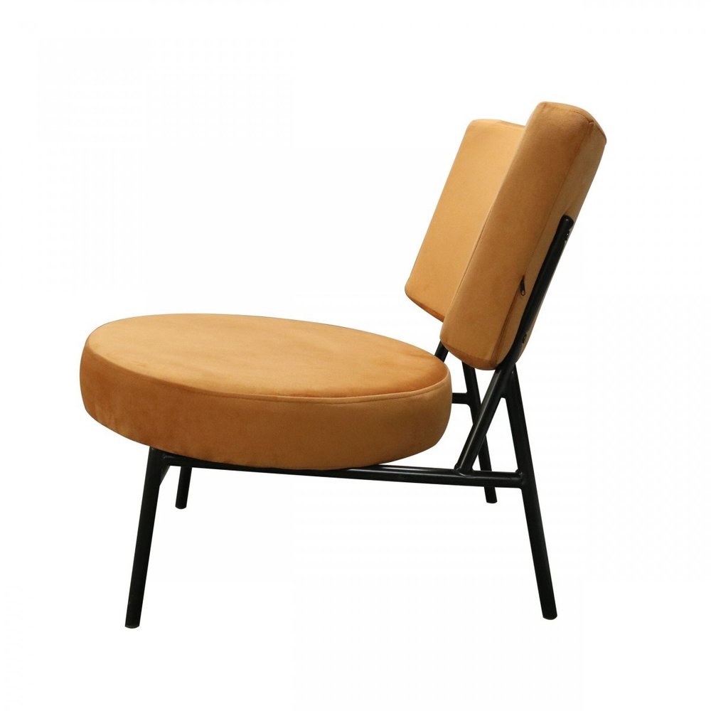 28" Orange And Black Upholstered Barrel Chair