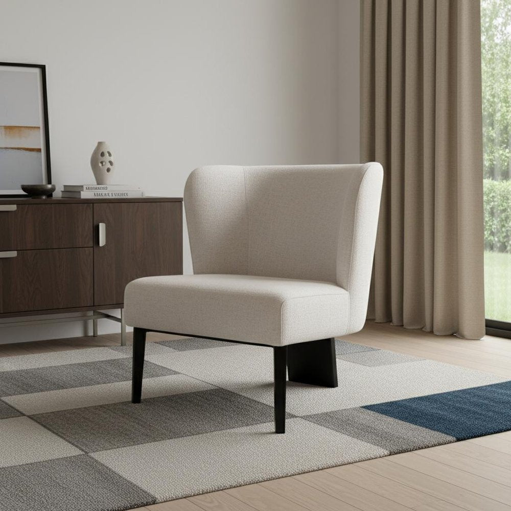 30" Gray And Black Upholstered Wingback Chair