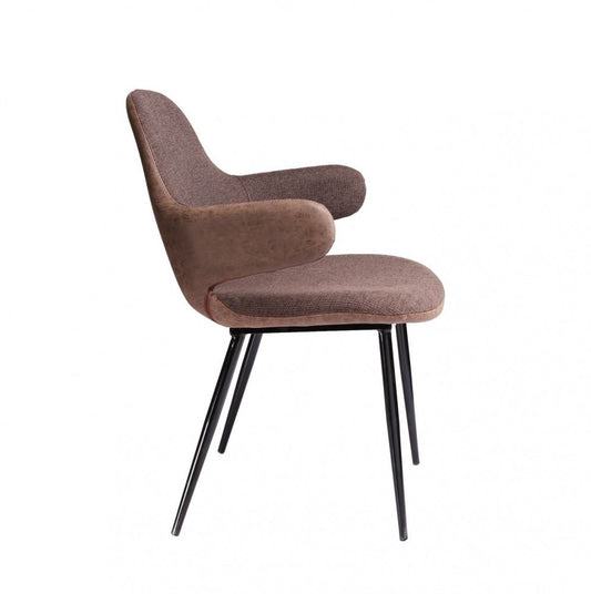 23" Brown And Black Upholstered Arm Chair