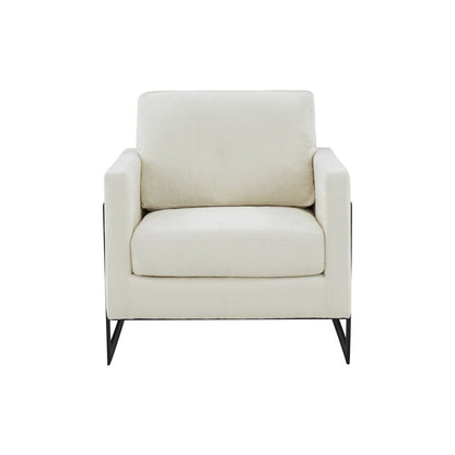 31" Cream And Black Fabric Club Chair