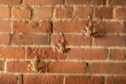 Set of Three Rainbow People Resin Climbing Man Hanging Dimensional Sculpture