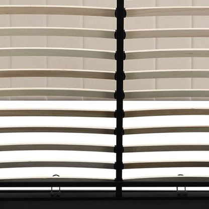 Beige Ribbed Texture Linen Blend Full Bed Frame