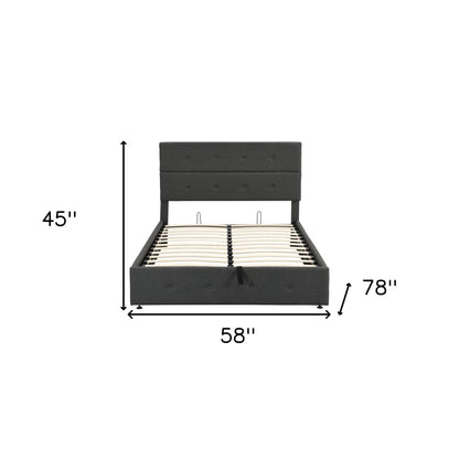 Gray Tufted Linen Blend Full Bed Frame