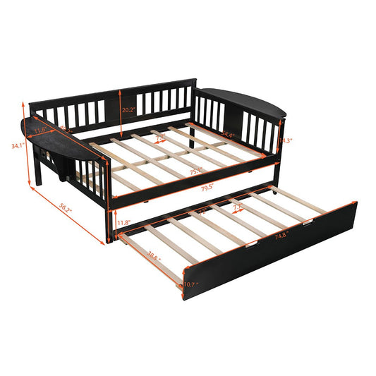 Espresso Wood Bed Frame with Trundle