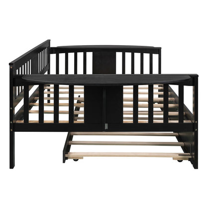 Espresso Wood Bed Frame with Trundle