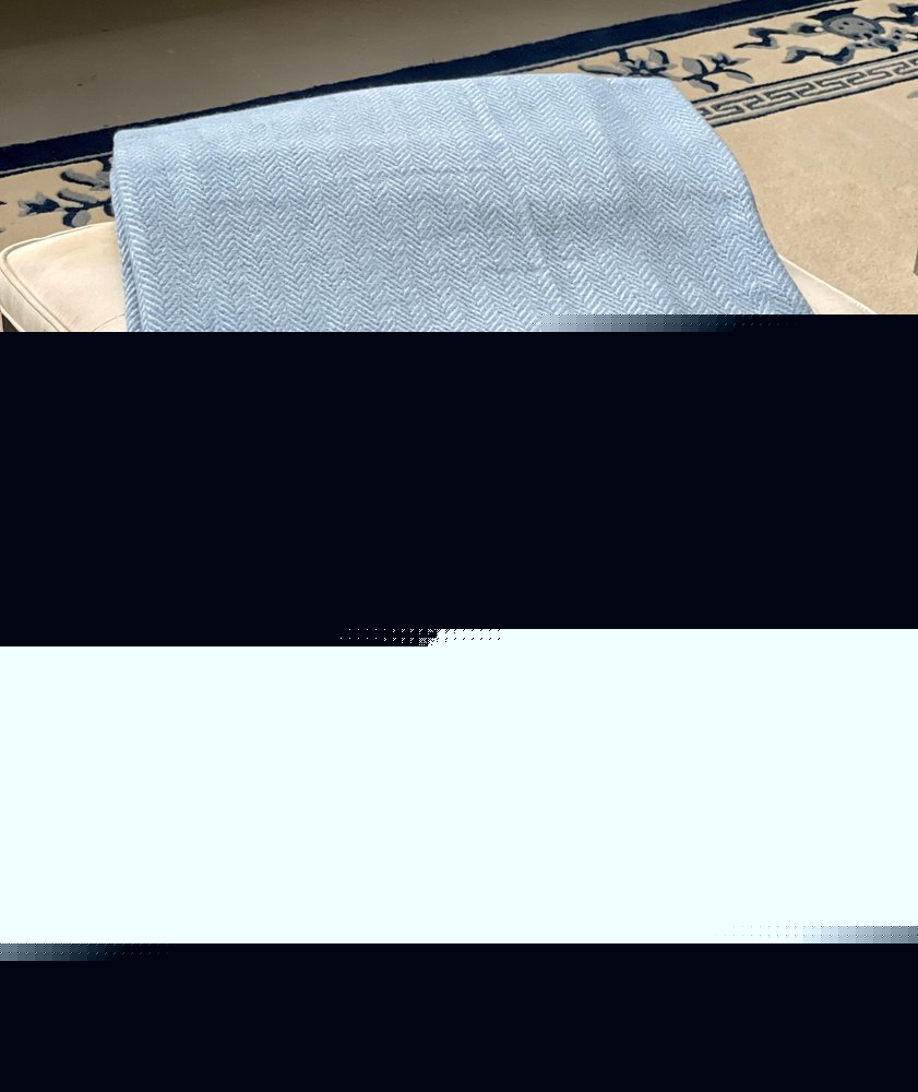 Aqua Blue and White Dreamy Soft Herringbone Throw Blanket