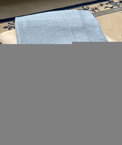 Aqua Blue and White Dreamy Soft Herringbone Throw Blanket