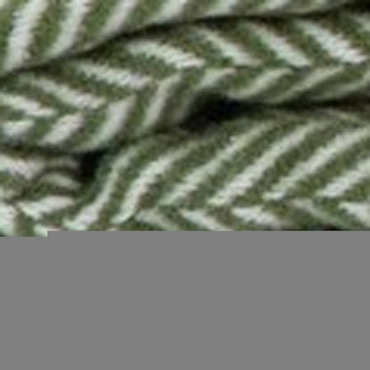 55" X 70" Moss Green And White Cotton Blend Woven Herringbone Plush Throw Blanket with Tassels