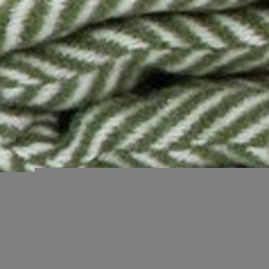 55" X 70" Moss Green And White Cotton Blend Woven Herringbone Plush Throw Blanket with Tassels
