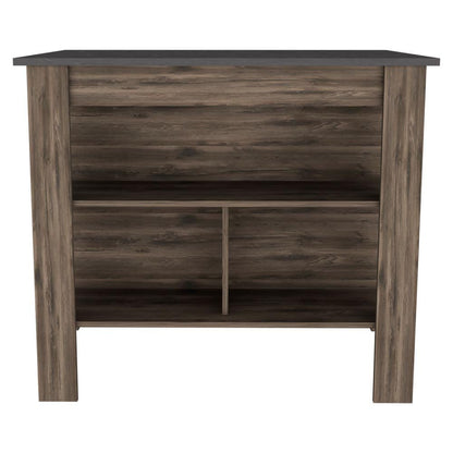 Dark Brown and Brown 41" Kitchen Island With Storage