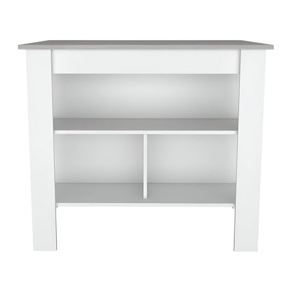 White and Gray 41" Kitchen Island With Storage