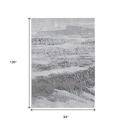 8' X 11' Blue and Gray Abstract Area Rug