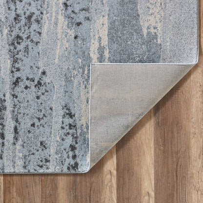 8' X 11' Blue and Gray Abstract Area Rug