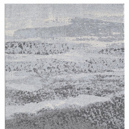 8' X 11' Blue and Gray Abstract Area Rug