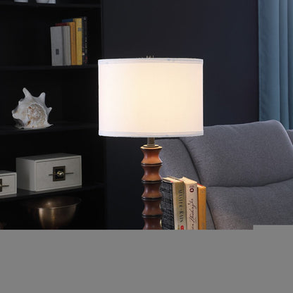 28" Dark Cherry Polyresin Indents Table Lamp With White Shade
