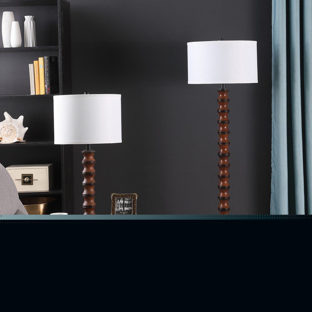 28" Dark Cherry Polyresin Indents Table Lamp With White Shade