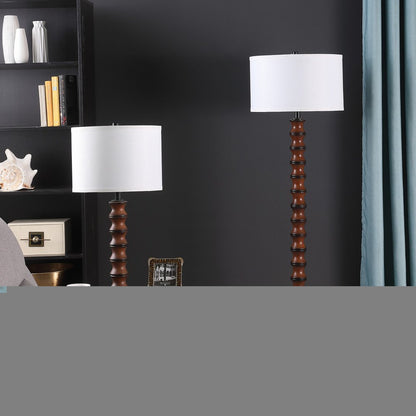 28" Dark Cherry Polyresin Indents Table Lamp With White Shade